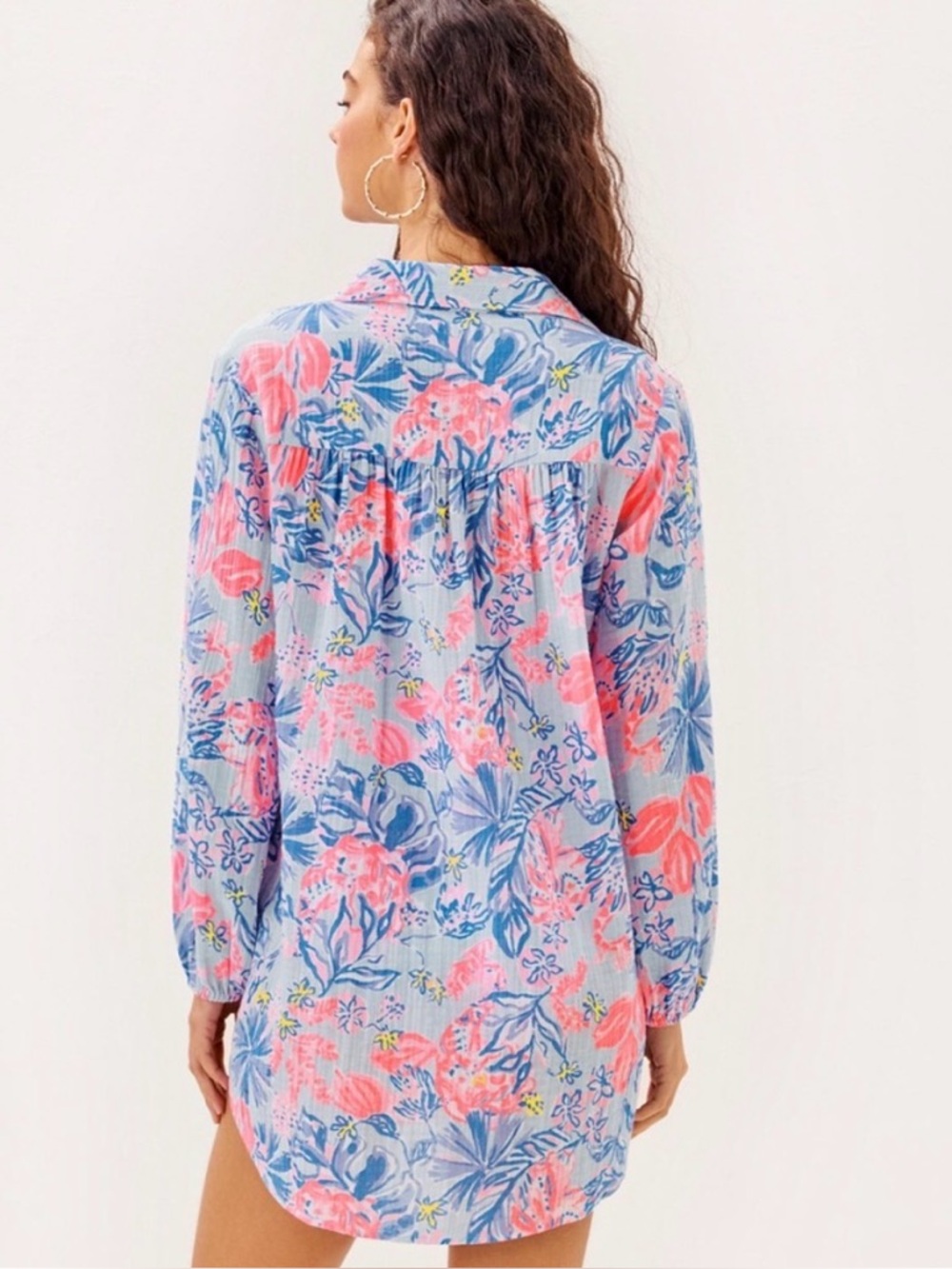 NWT Lilly Pulitzer Kique Long Sleeve CoverUp in Multi Elephant Splash - Picture 4 of 14
